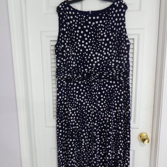 Jessica Howard Women's Navy Polka Dot Stretch Knit Midi Dress Size‎ 20W - Picture 1 of 7